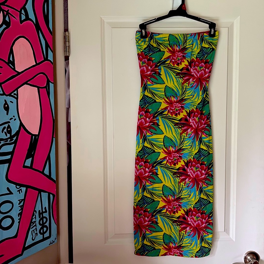 Strapless Floral Dress